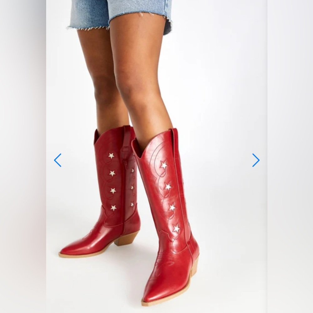 New - Red Star-Studded Women's Cowboy Boots - Picture 7 of 7